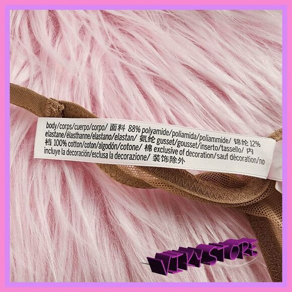 💖 NWT Victoria’s Secret Lame Mesh Nude Rhinestones Tanga M #7265 💖 - Picture 3 of 7